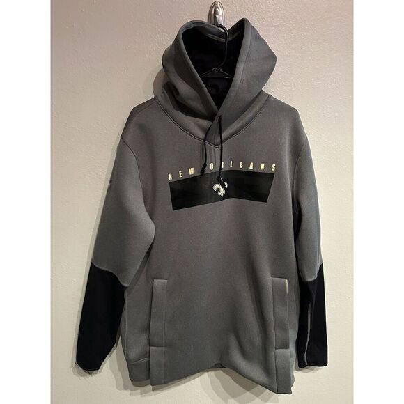 New Oreleans Mens Size Large Gray Fleece Nike Pullover Hoodie Tech Gray - Picture 1 of 8